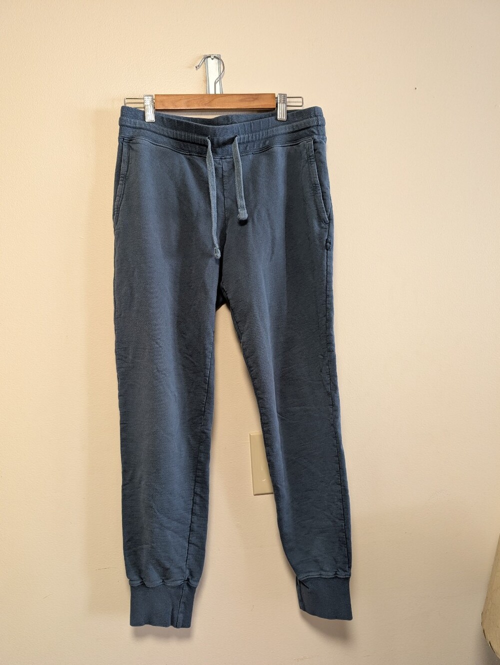 American Giant 100% Cotton Jogger Sweatpants Medium Blue Made in USA